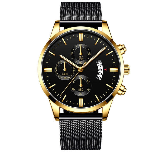 Men’s Luxury Business Quartz Watch with Mesh Band