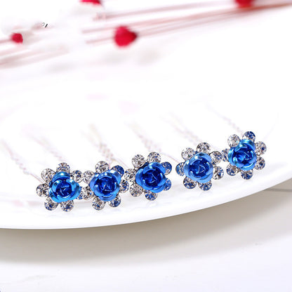 Alloy Rhinestone Rose Diamond Hair Comb