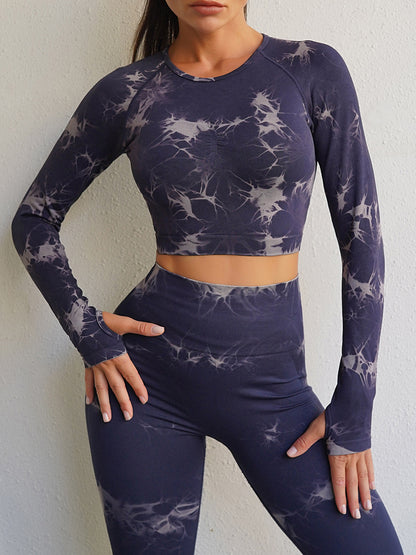 Seamless Knitted Tie-Dye Yoga Clothes Fitness Suit