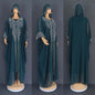 Beaded African Hooded Long Gown with Rhinestones