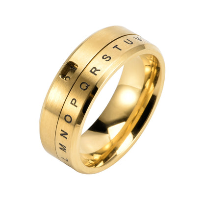 Men's Trendy English Alphabet Rotating Ring Accessories