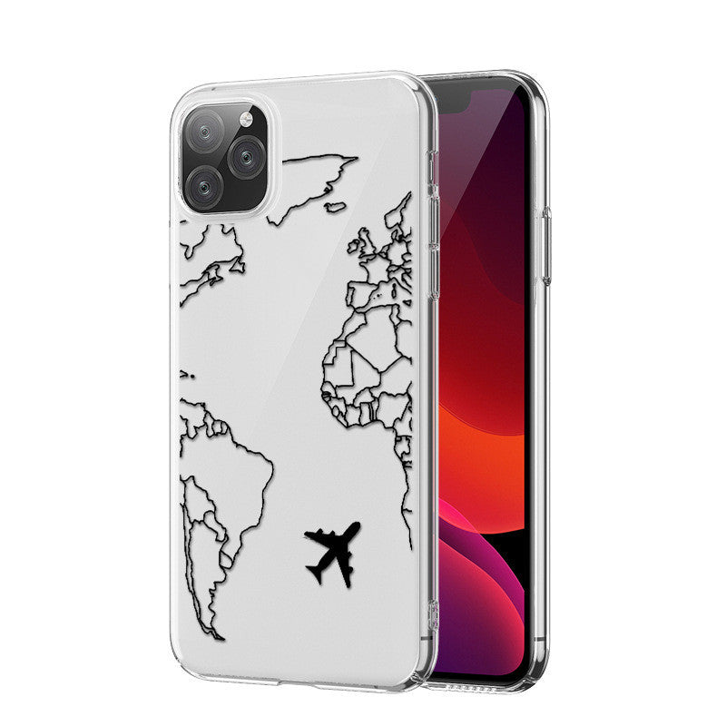 Airplane Map Transparent Soft Mobile Phone Case