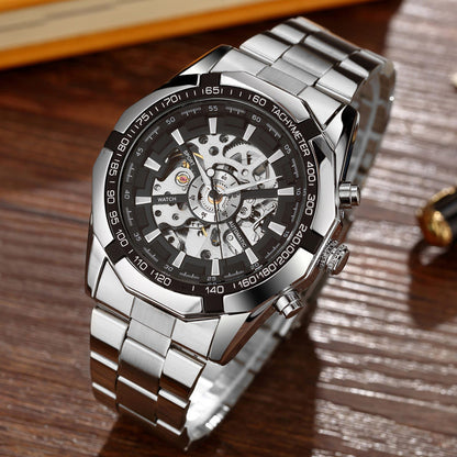 Fully Automatic Men’s Mechanical Watch with Steel Strap