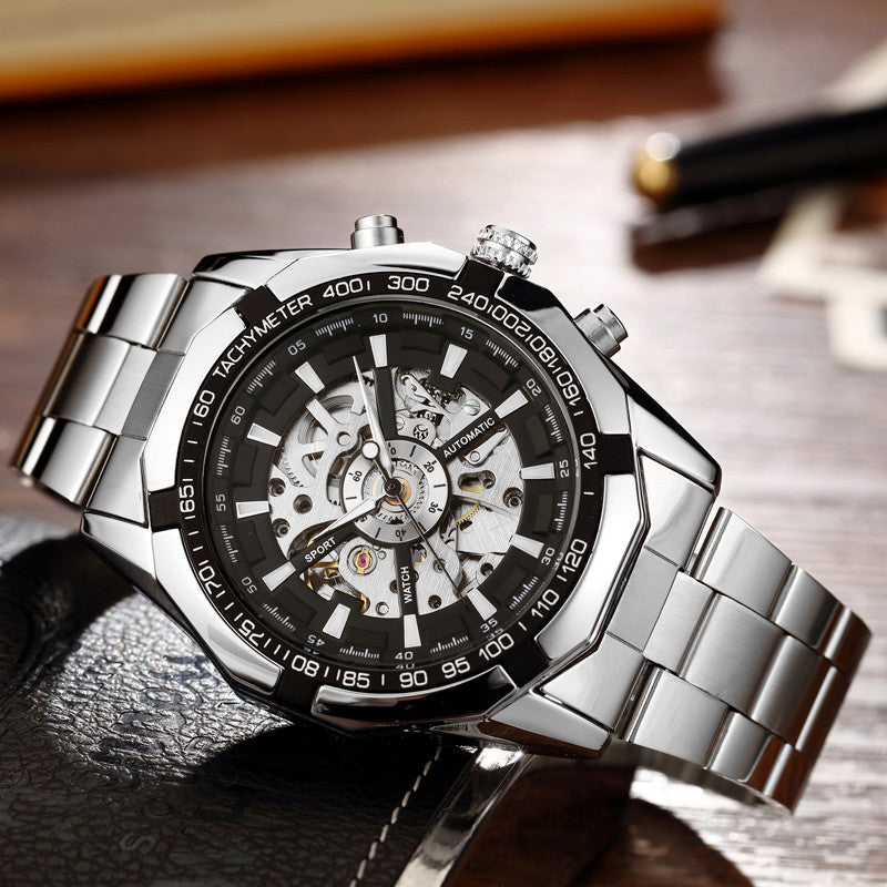 Fully Automatic Men’s Mechanical Watch with Steel Strap