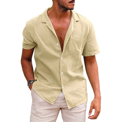 Men's Casual Button-Down Short Sleeve Beach Shirt – Ideal for Summer