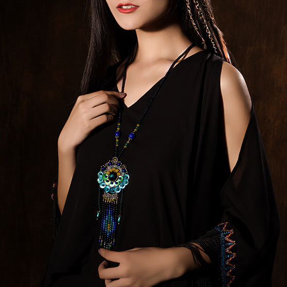 Female ethnic style long necklace jewelry