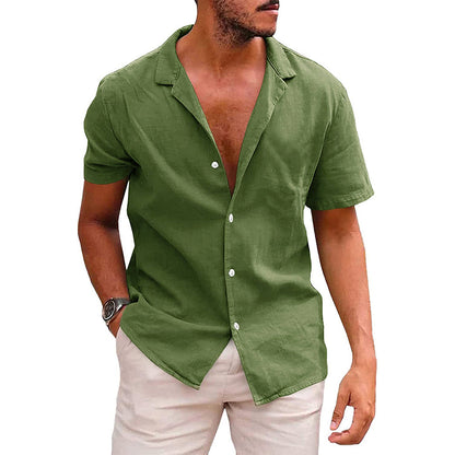 Men's Casual Button-Down Short Sleeve Beach Shirt – Ideal for Summer