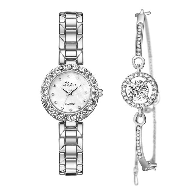 Luxury Women's Bangle Watch Set – Fashionable Bracelet Wristwatch with Quartz Movement