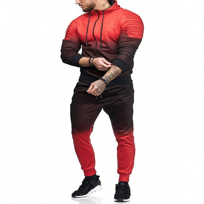 Men's Gradient Striped Casual Sports Suit