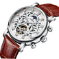 New KINYUED genuine automatic leather men's watch watches hollow mechanical watches travel time accurate