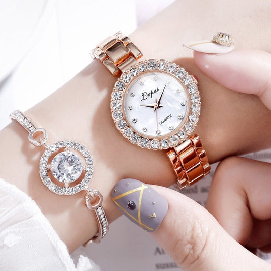 Luxury Women's Bangle Watch Set – Fashionable Bracelet Wristwatch with Quartz Movement