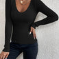 Winter Casual V-Neck Long Sleeve Knitted Pullover for Women