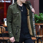 Korean Slim Fit Military Green Casual Jacket for Young Men