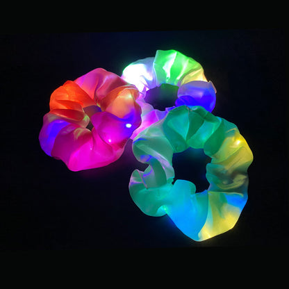 LED Luminous Scrunchies – Elastic Hair Ties for Women & Girls