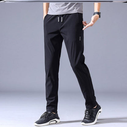 Men's Drawstring Thin Casual Trousers – Korean Style Loose-Fit Straight Sweatpants for Comfort and Style.