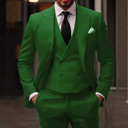 Green Plus-sized Foreign Trade Three-piece Groom Best Man Suit