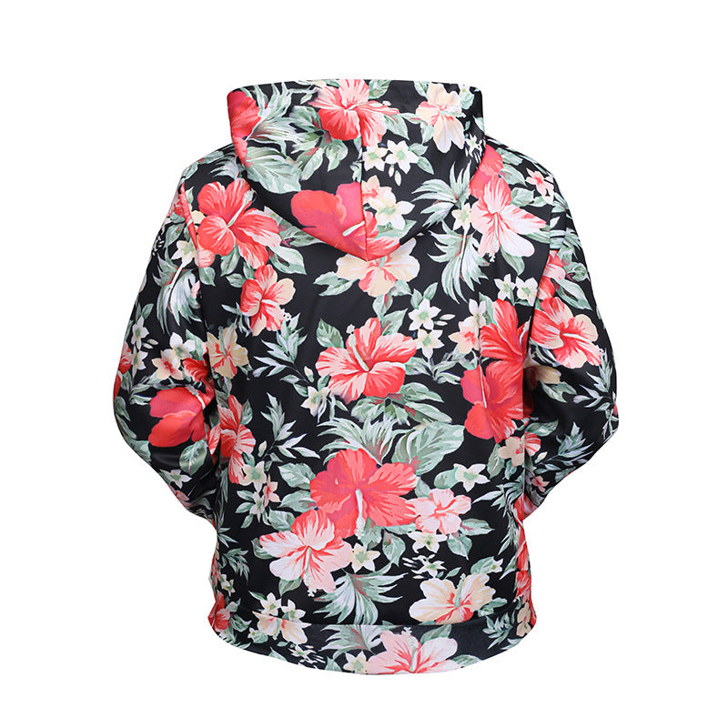 Printed fashion floral warm couple hoodie