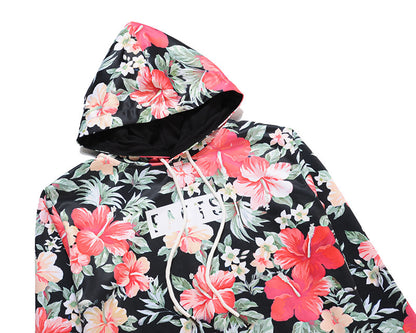 Printed fashion floral warm couple hoodie