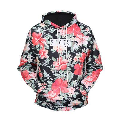 Printed fashion floral warm couple hoodie