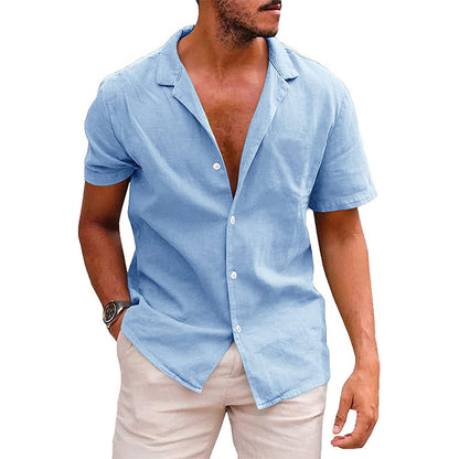 Men's Casual Button-Down Short Sleeve Beach Shirt – Ideal for Summer