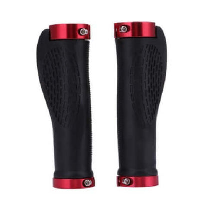 Ergonomics mountain bike rubber handle cover with red accents for enhanced grip and durability on rough terrain.