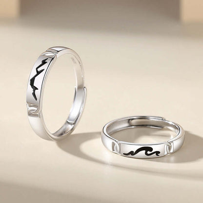 Original Mountain And Sea Accompanied Couples Ring