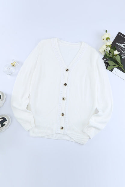 Casual Pure Color V-Neck Single-Breasted Pullover Sweater