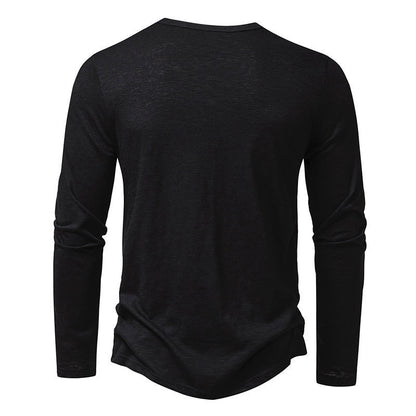 Men's Long Sleeve Henley Collar T-Shirt – Fashionable Button-Up Top for a Stylish Look