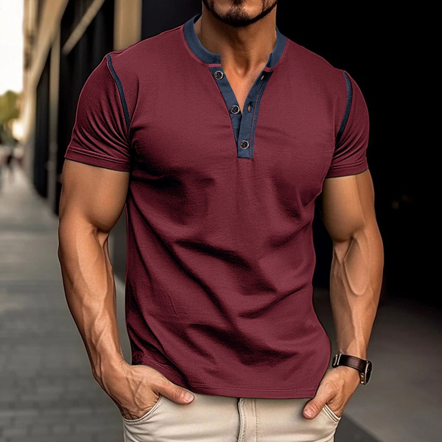 Summer V-Neck Polo Shirt – Stylish Short-Sleeve Men's Top