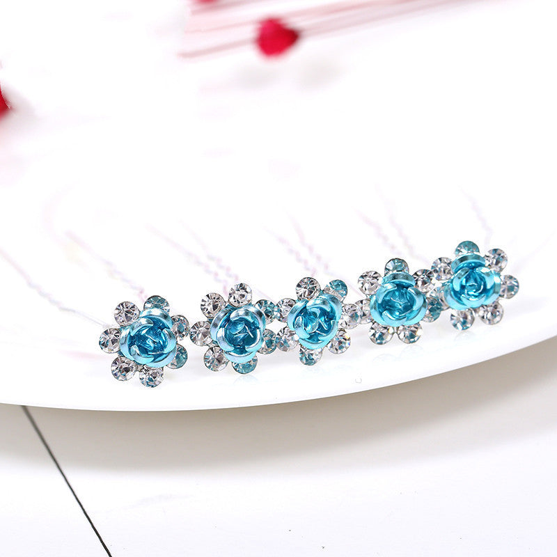 Alloy Rhinestone Rose Diamond Hair Comb