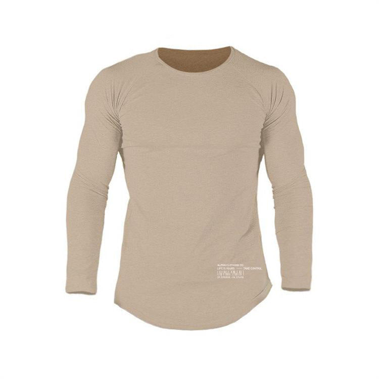 Autumn Fitness Elastic Breathable Long Sleeve T-Shirt for Men