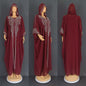 Beaded African Hooded Long Gown with Rhinestones