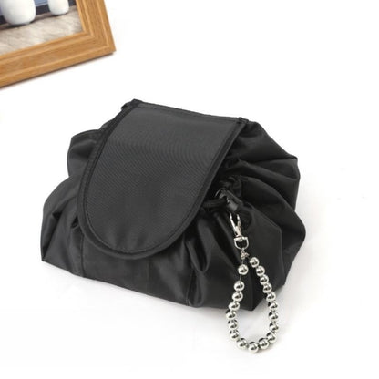 Drawstring Portable Travel Storage Black Cosmetic Bag