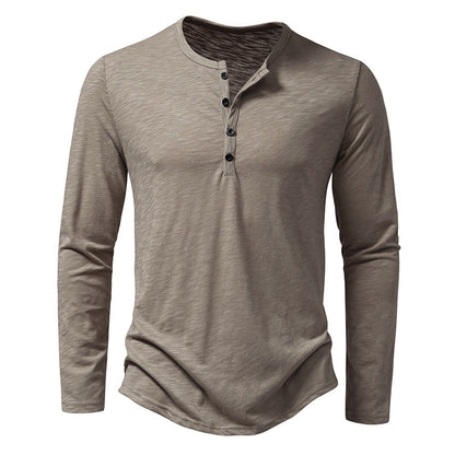 Men's Long Sleeve Henley Collar T-Shirt – Fashionable Button-Up Top for a Stylish Look