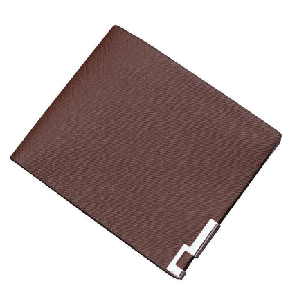 Men's Slim Cross-Pattern Wallet – Stylish PU Leather Design