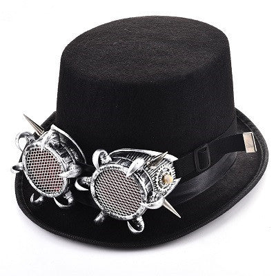 Steampunk Rivet Glasses and Top Hat – Goth Punk Retro Clothing Accessories