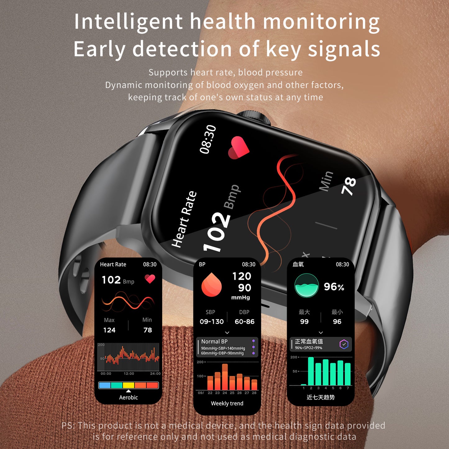 Smartwatch with Square Screen & Heart Rate Tracker