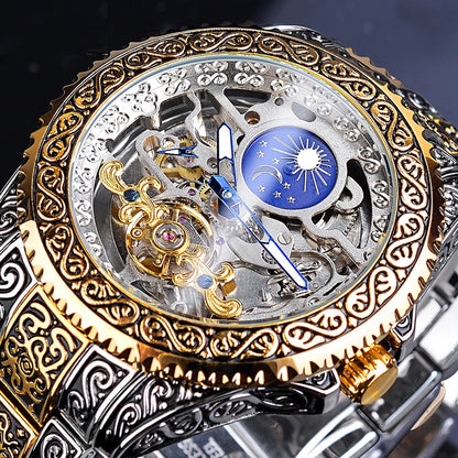 Forsining Luxury Skeleton Carved Tourbillon Mechanical Watches for Men