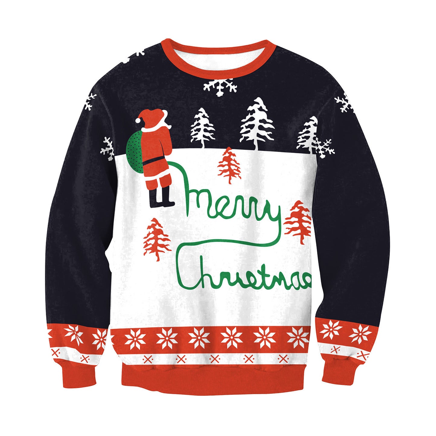 Autumn Winter Santa Elf Christmas Sweater Pullover