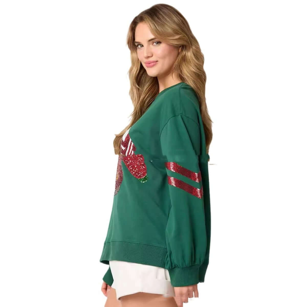 Women's Christmas Sequined Sweatshirt – Casual Round Neck Top