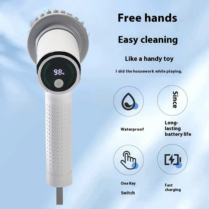 Multifunctional Smart Display Electric Cleaning Brush Wireless Kitchen Sink Cleaning Brush Waterproof Electric Pot Brush Cleaning Tool - PureSelect