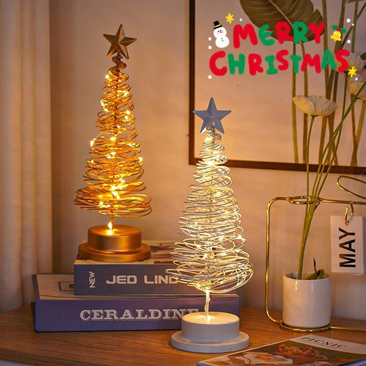 LED Spiral Tree Light – Wrought Iron Xmas Desk Lamp