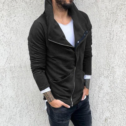 Pure color hooded sweater long-sleeved cardigan casual slim brushed