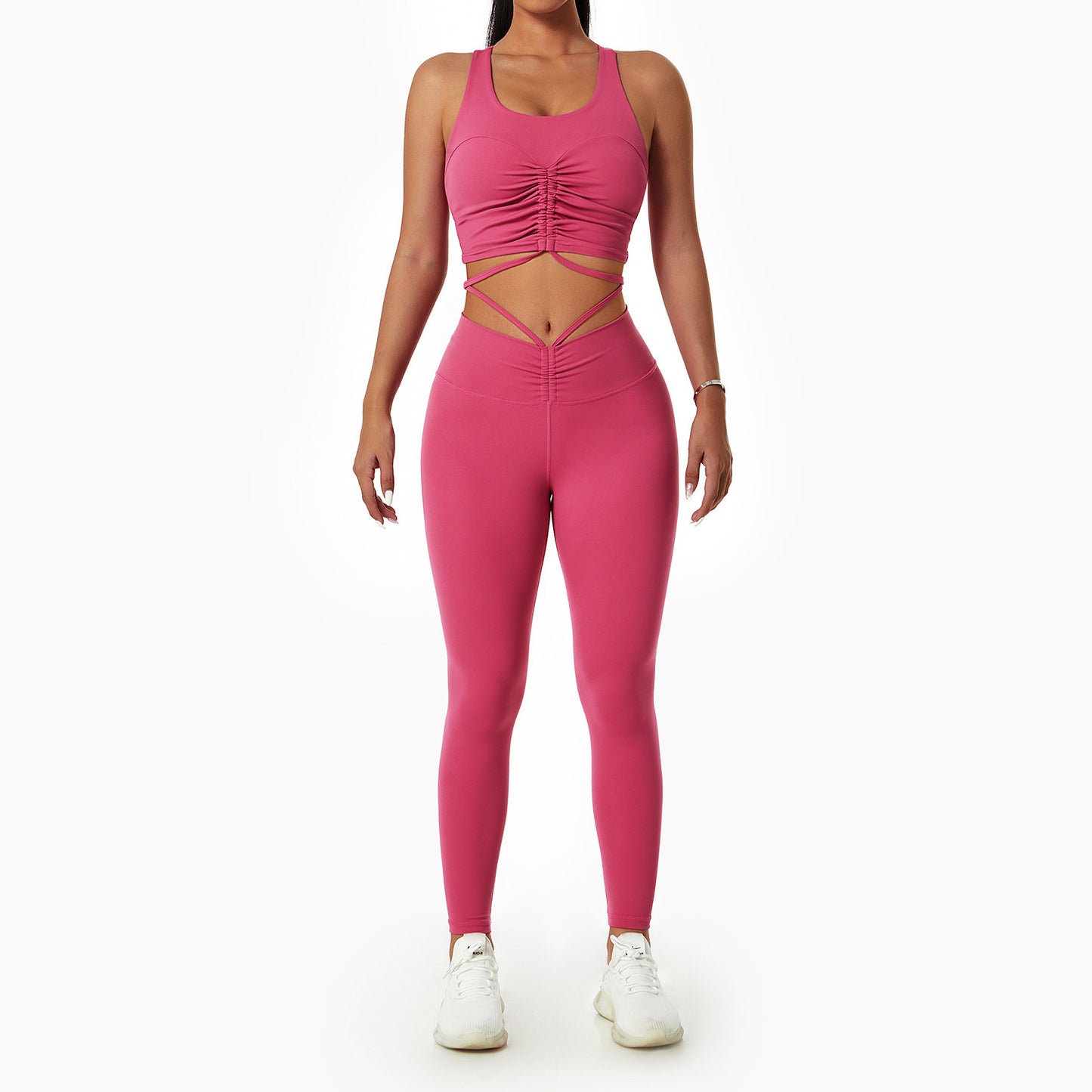 Fashion Gym Drawstring Lapel Sports Outfit for Women