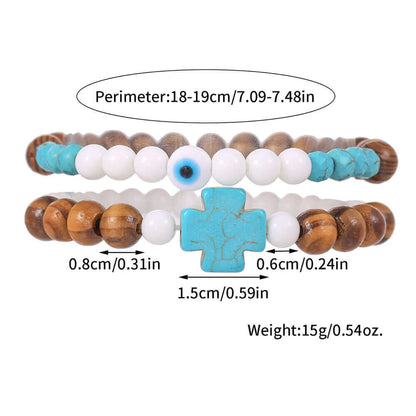 Couples' Turquoise Cross Bracelet – Stylish Men's Fashion Accessory