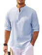 Men's Casual Long Sleeve Stand Collar Shirt – Solid Color Fashion for a Sleek, Modern Look