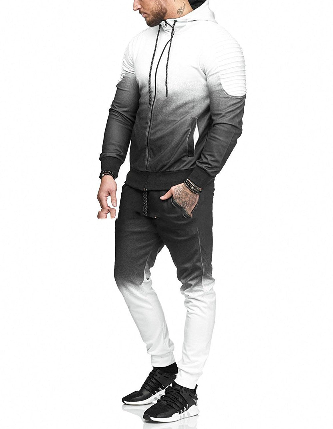 Men's Gradient Striped Casual Sports Suit