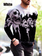 Halloween-Themed Autumn and Winter Print Long Sleeve T-Shirt for Men