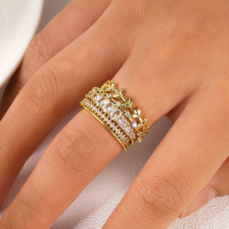 Geometric Zircon Ring Female Wheat Design