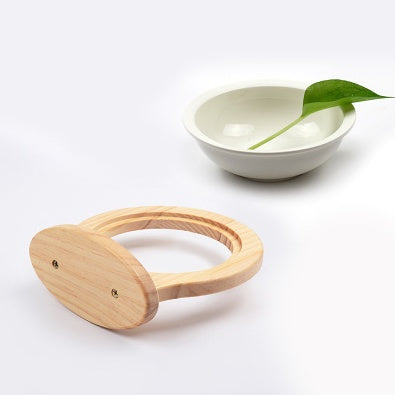 Ceramic Bowl with Solid Wood Stand for Pets